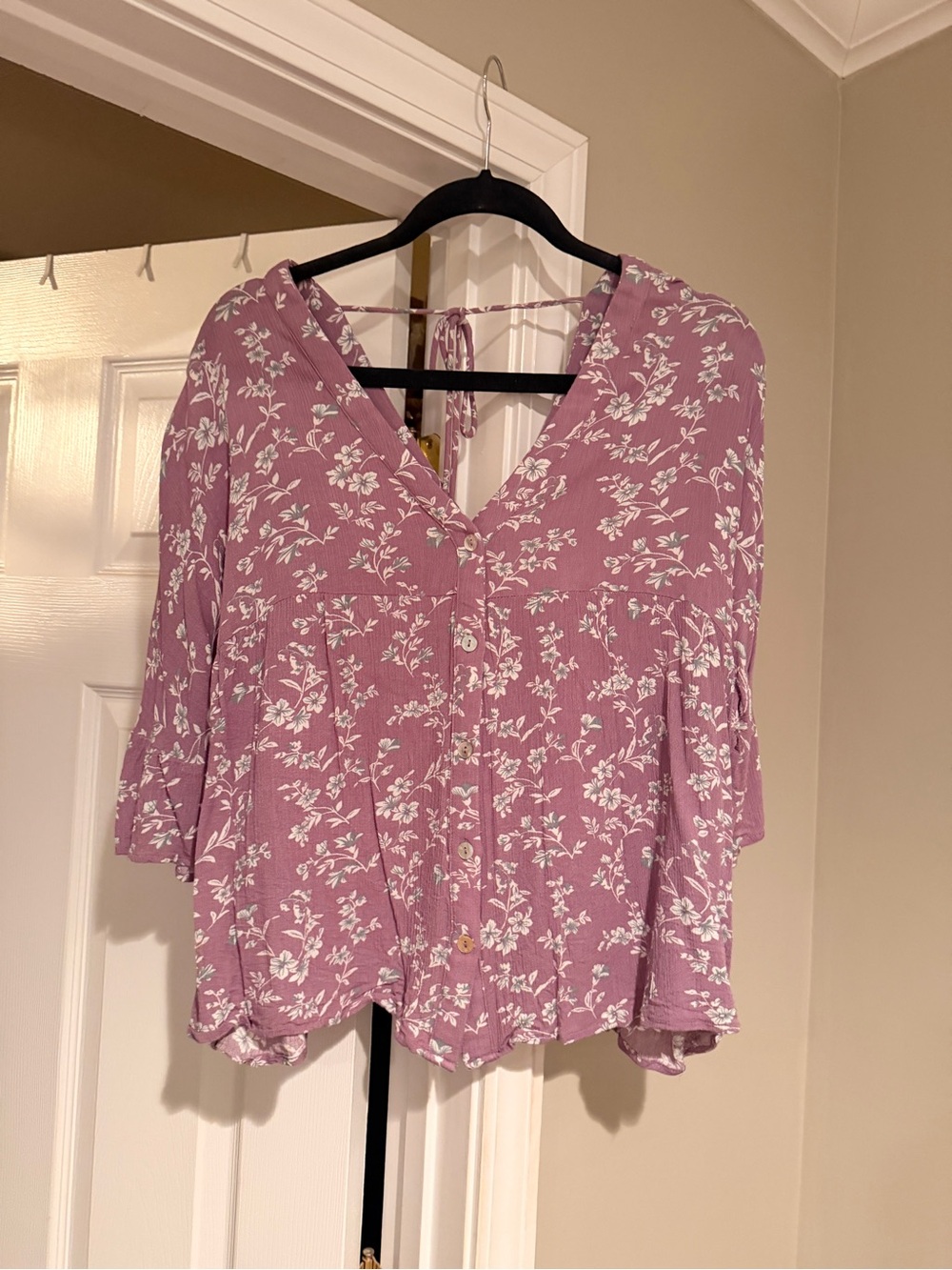Promesa Dusty Rose Floral Button-Front Blouse